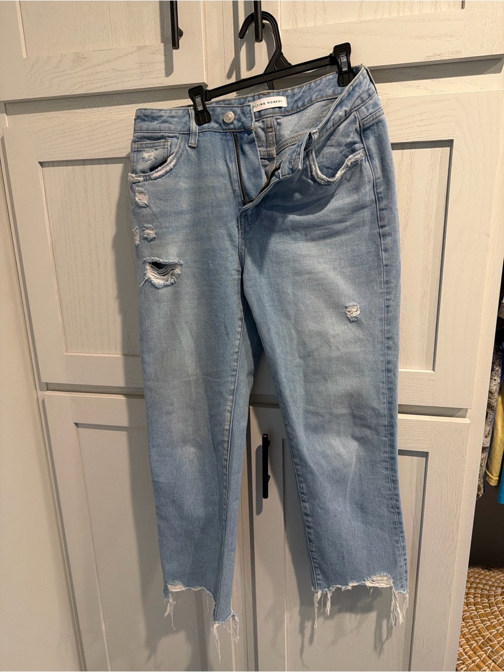 Light Wash Distressed Women’s Jeans - Flying Monkey  Style